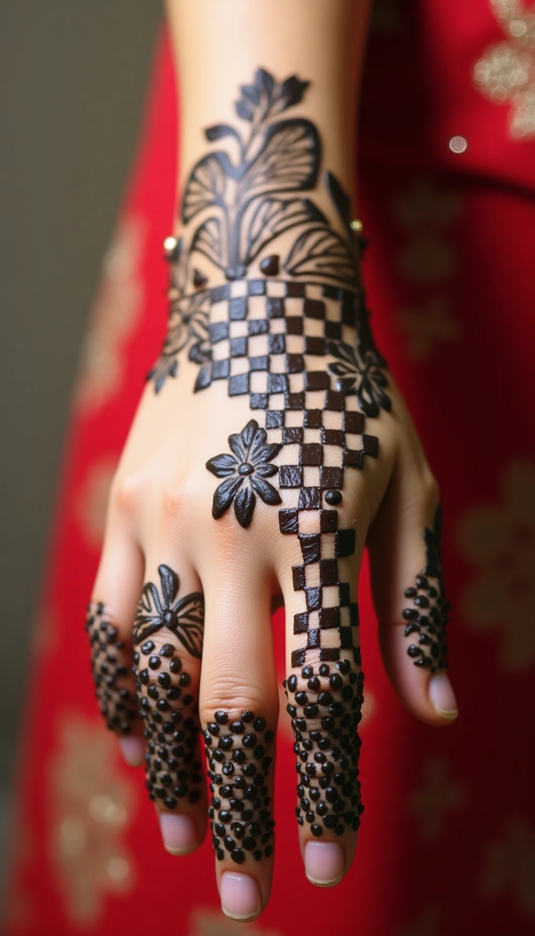 Checkered Mehndi Design
