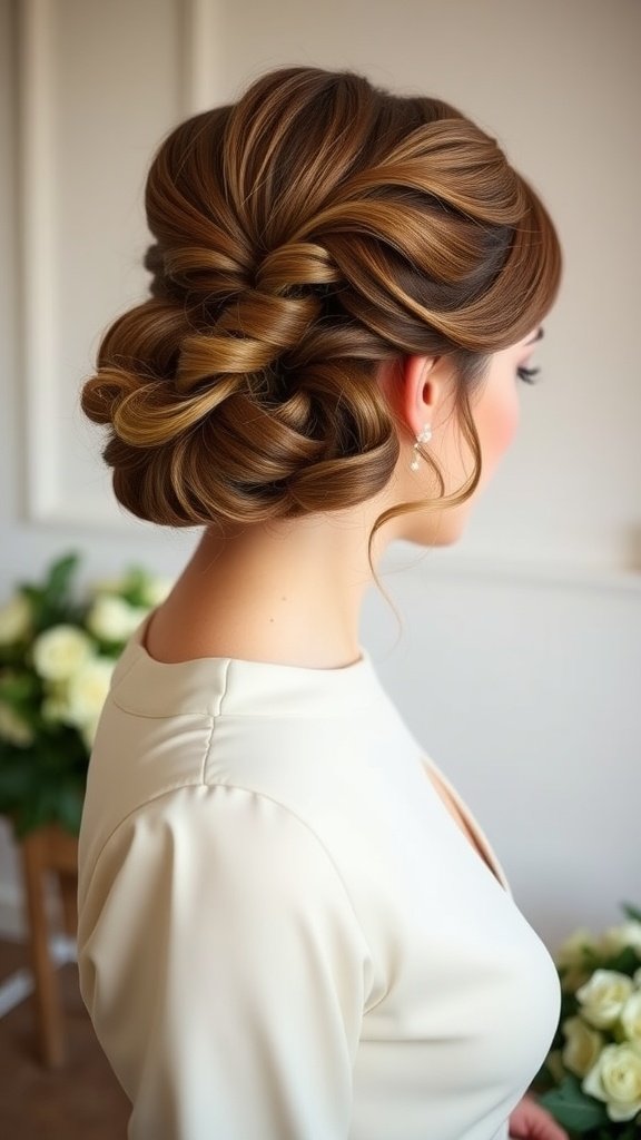 A woman with vintage-inspired finger waves hairstyle, showcasing soft, rounded waves styled elegantly at a wedding.