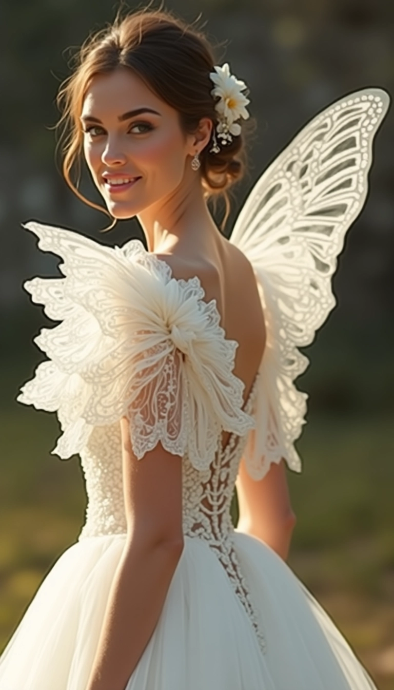 Butterfly Sleeve Wedding Dress