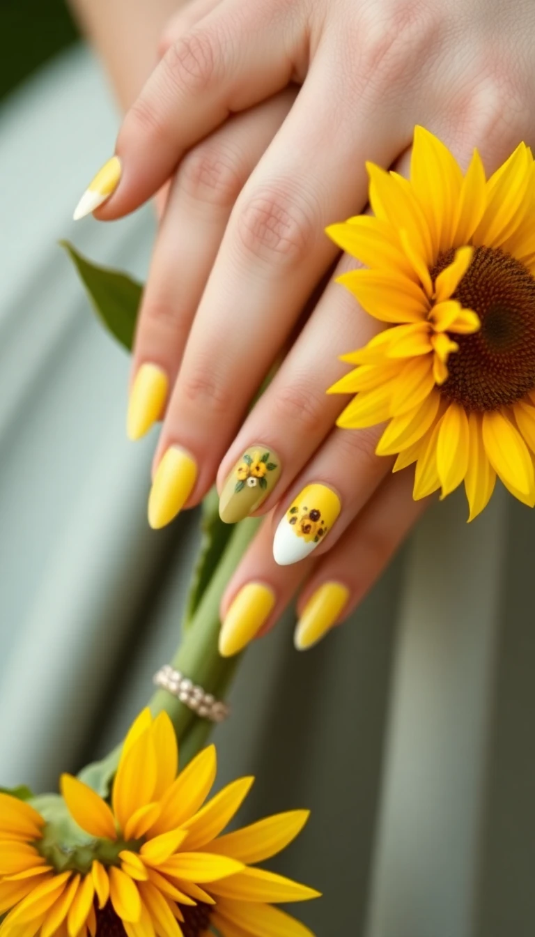 Sunflower-Inspired Nail Art