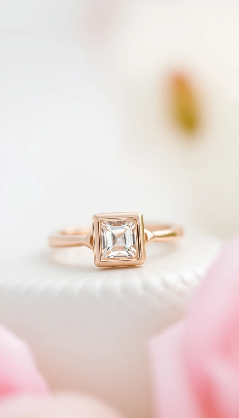 Rose Gold Square Bezel-Set Ring