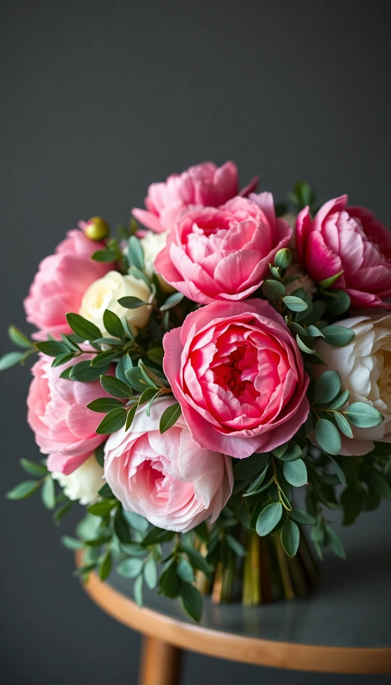 Peony and Eucalyptus Bouquets