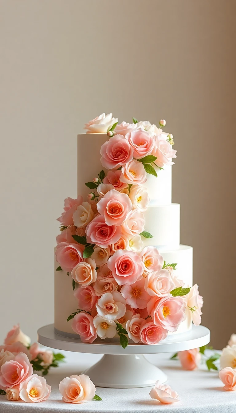 Elegant Floral Cascade Cake