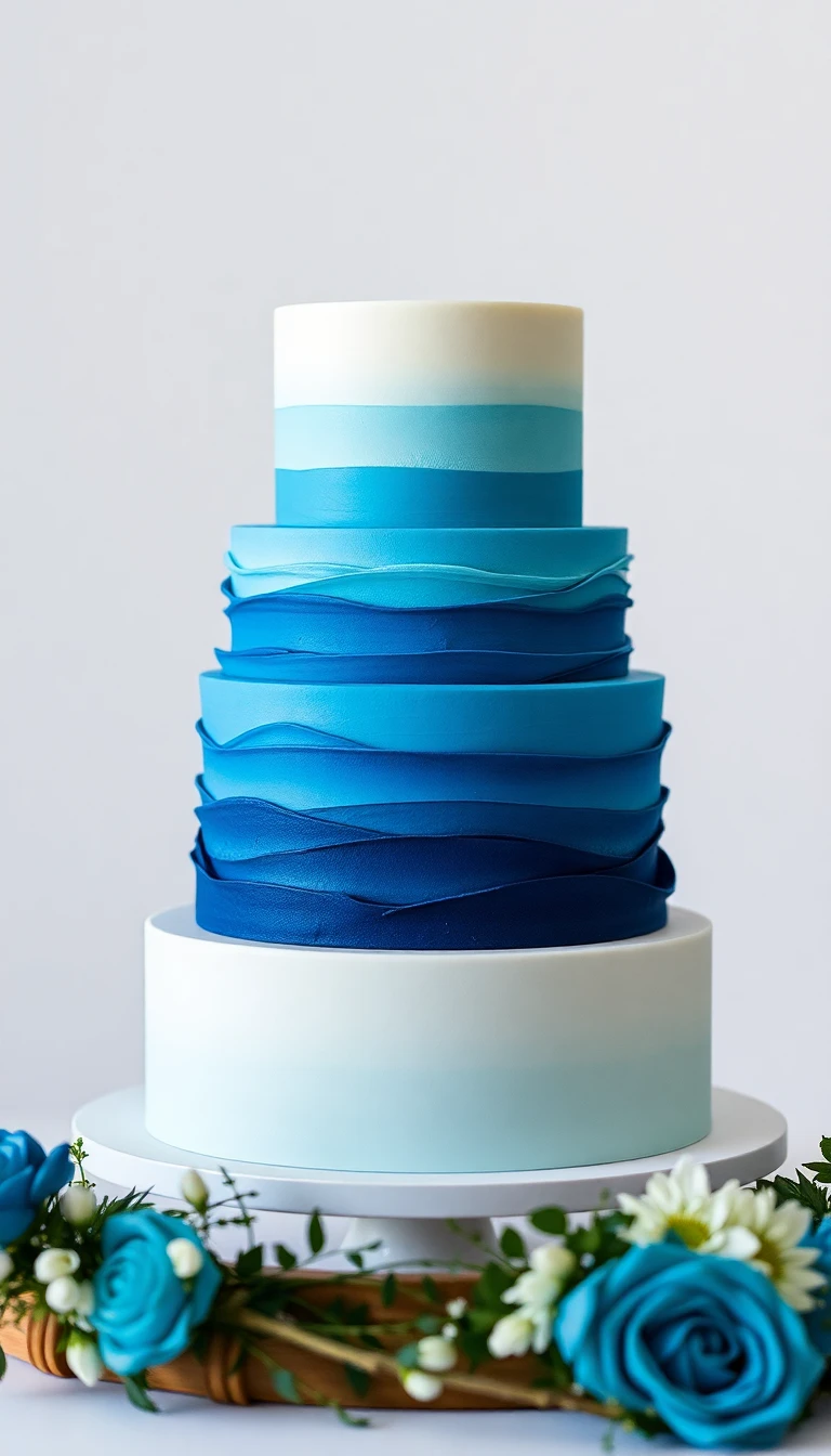 Ocean-Inspired Blue Ombré Cake