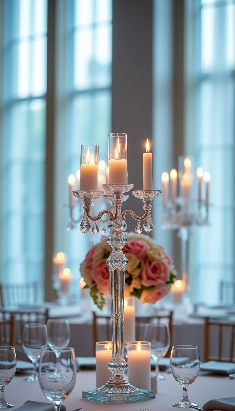 Elegant Tall Crystal Candelabras