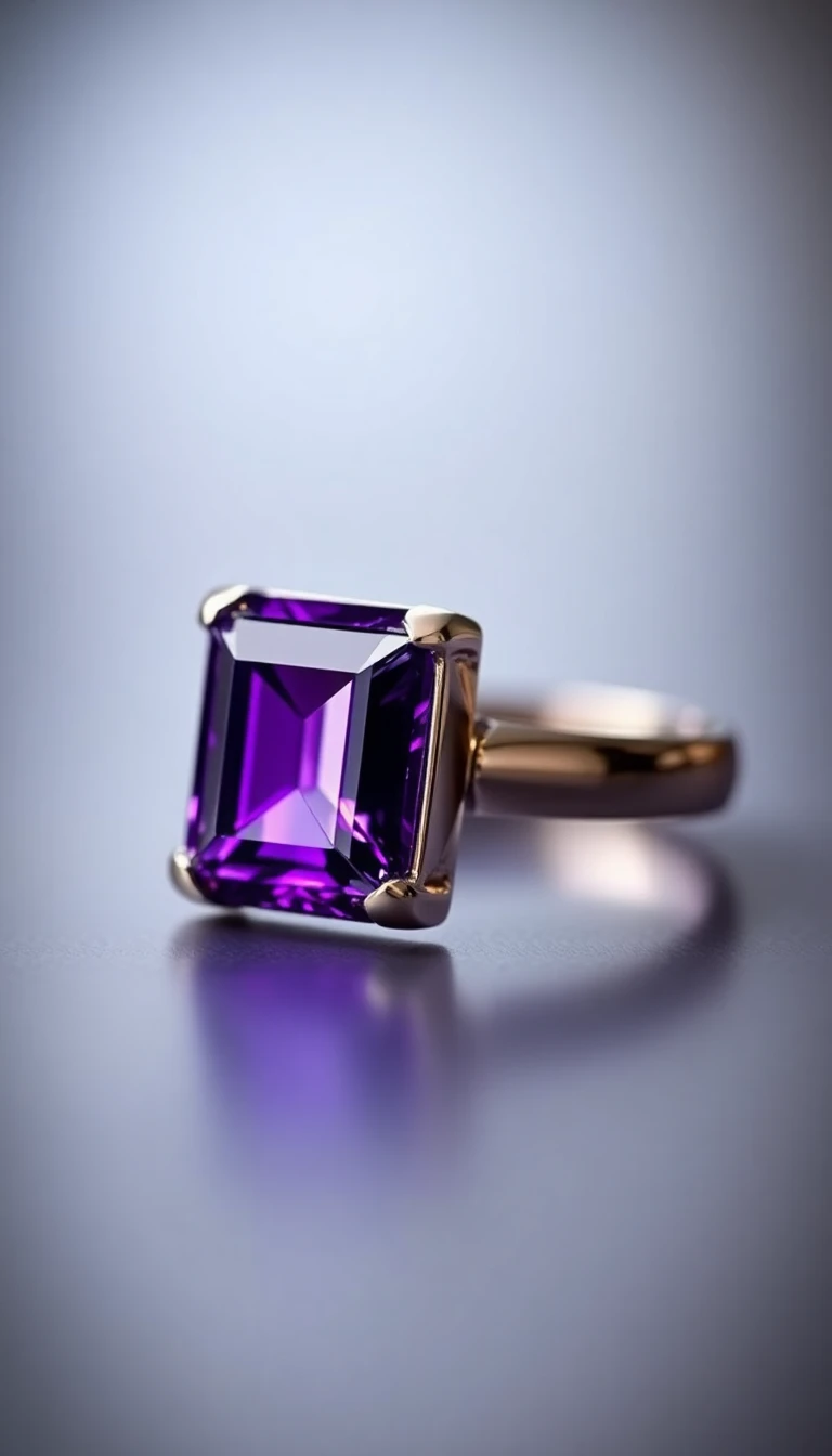 Modern Square Amethyst Ring