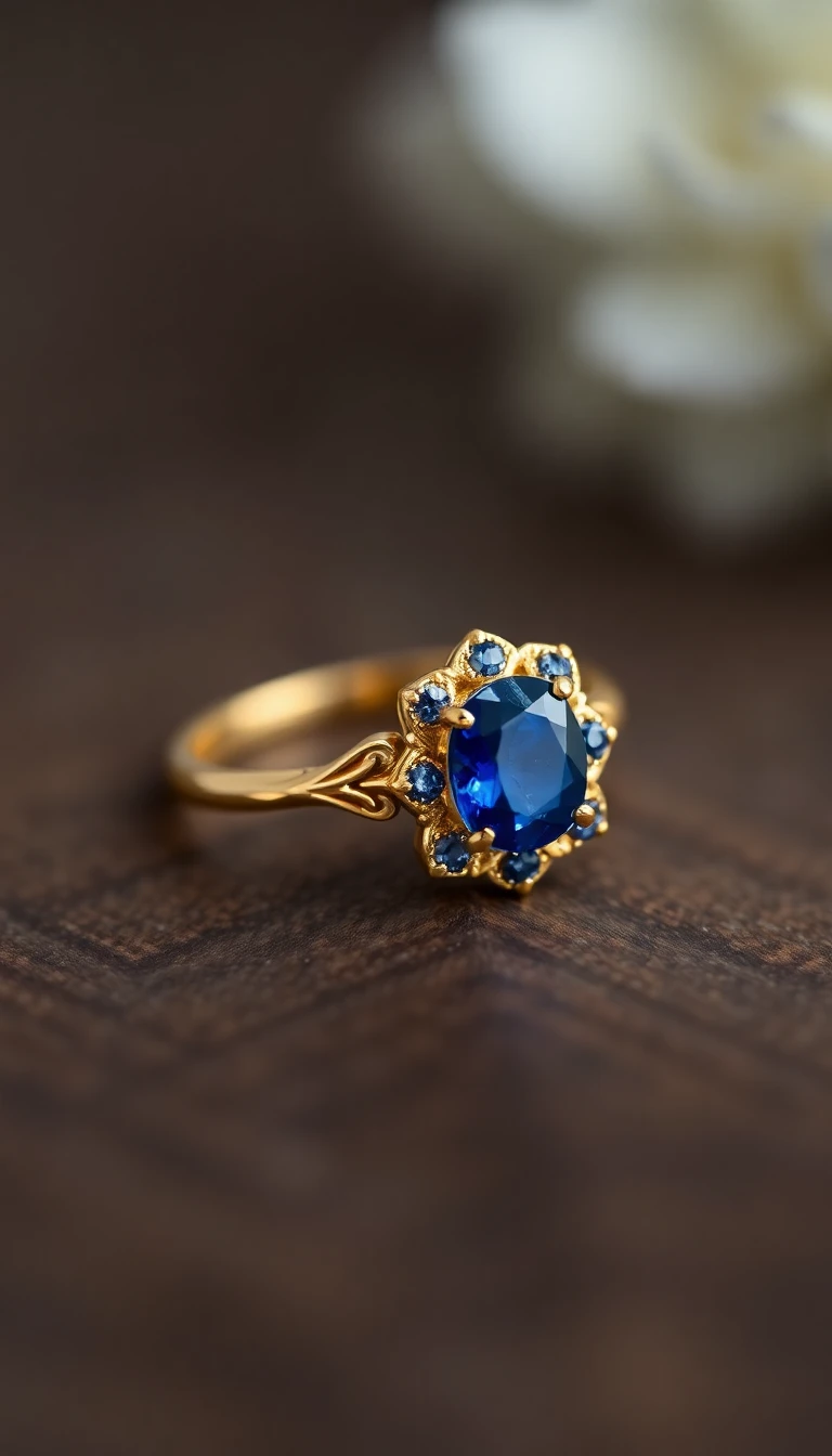 Sapphire and Gold Vintage-Inspired Ring