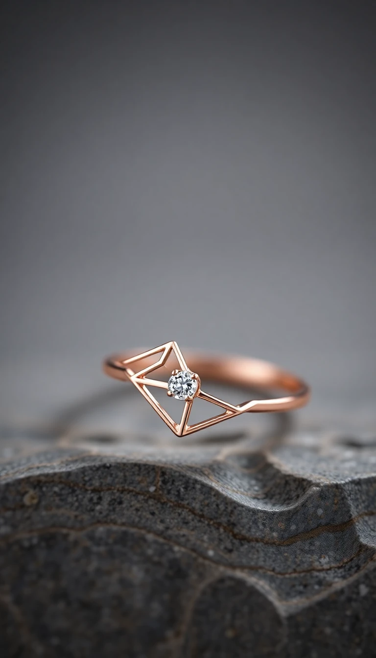 Unique Geometric Rose Gold Ring