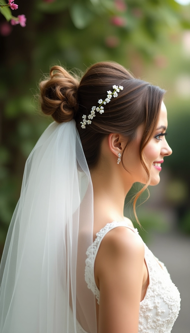 Messy Bun with Veil