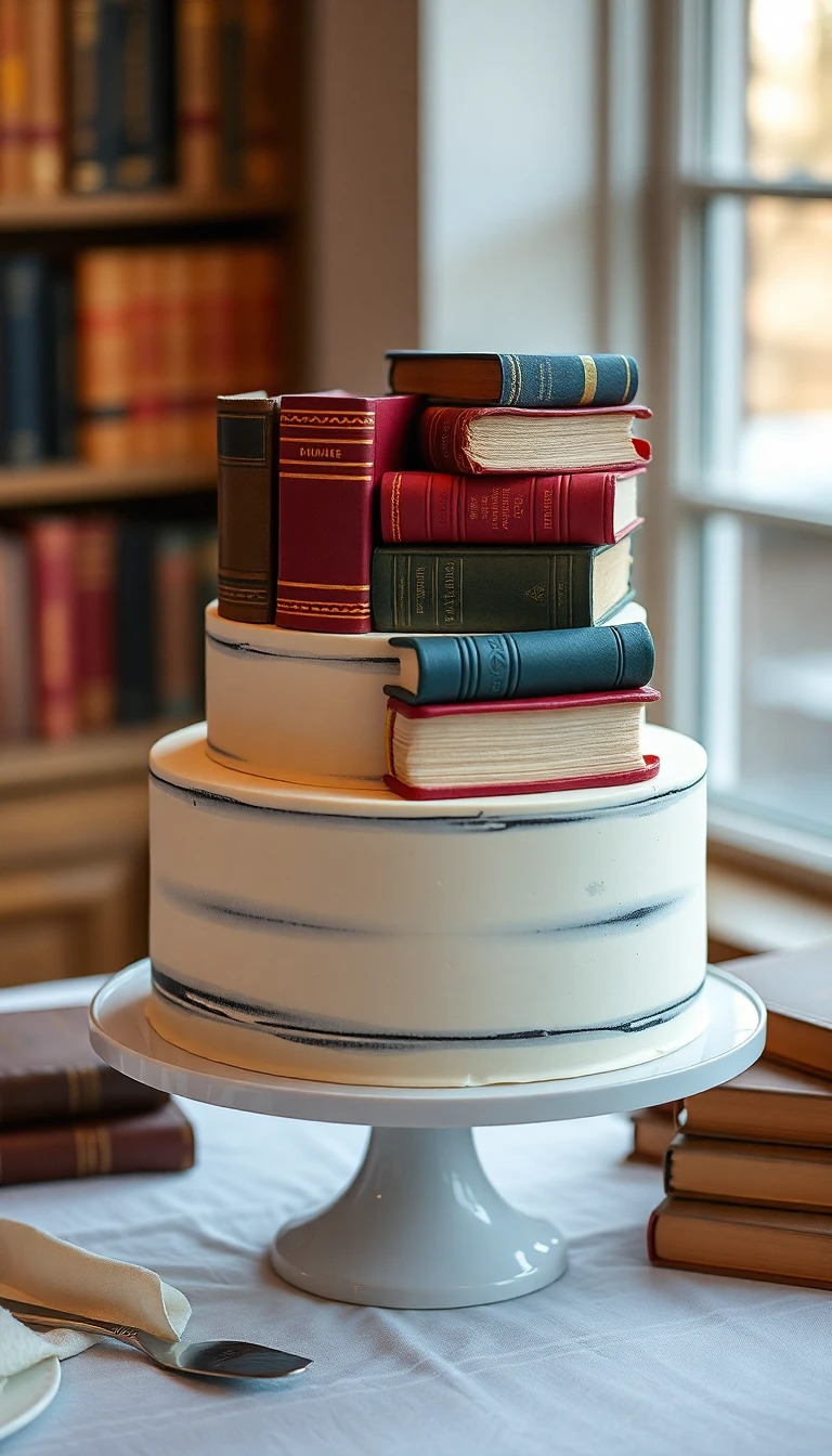 Vintage Bookworm Library Cake