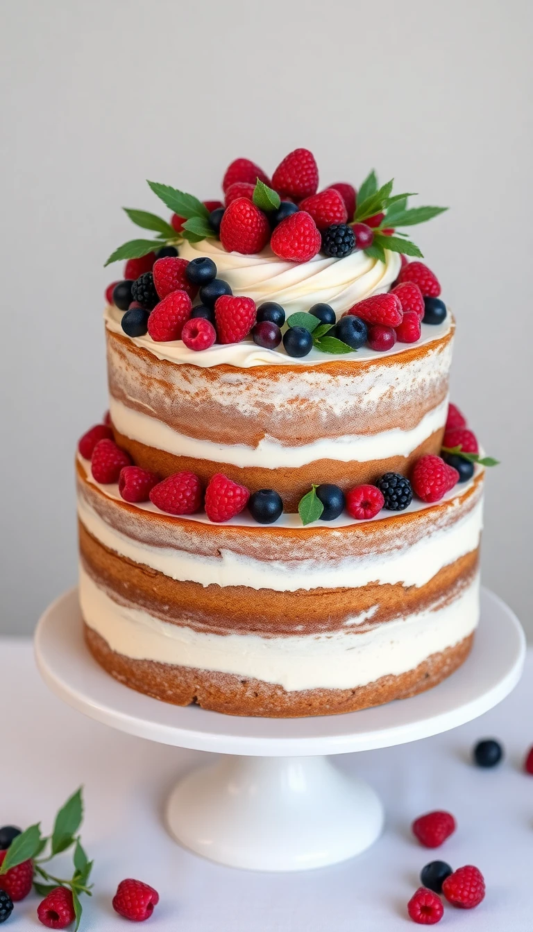 Rustic Naked Cake with Berries