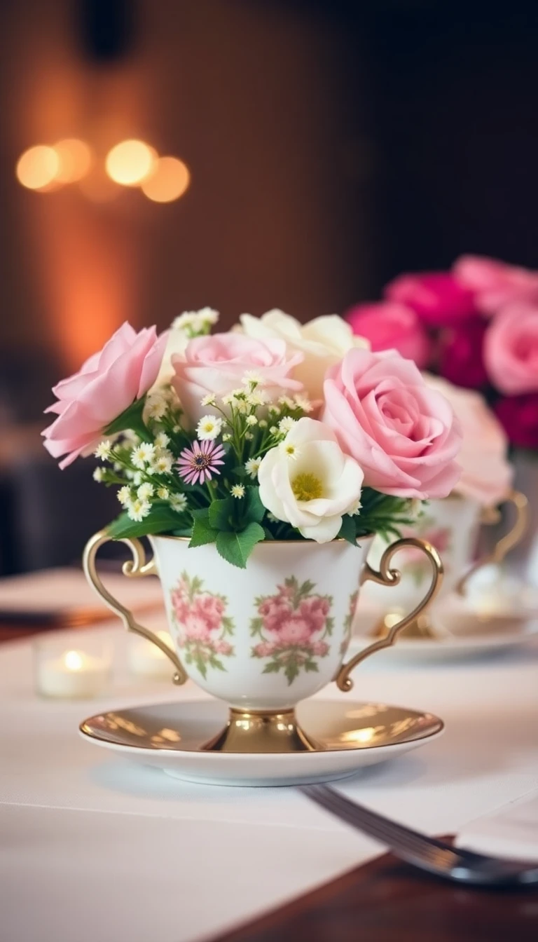 Vintage Teacup Centerpieces