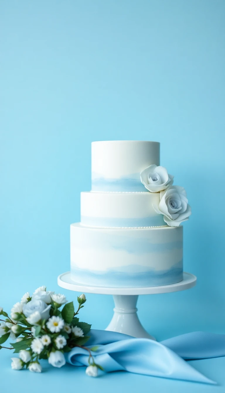 Minimalist Sky Blue Cake