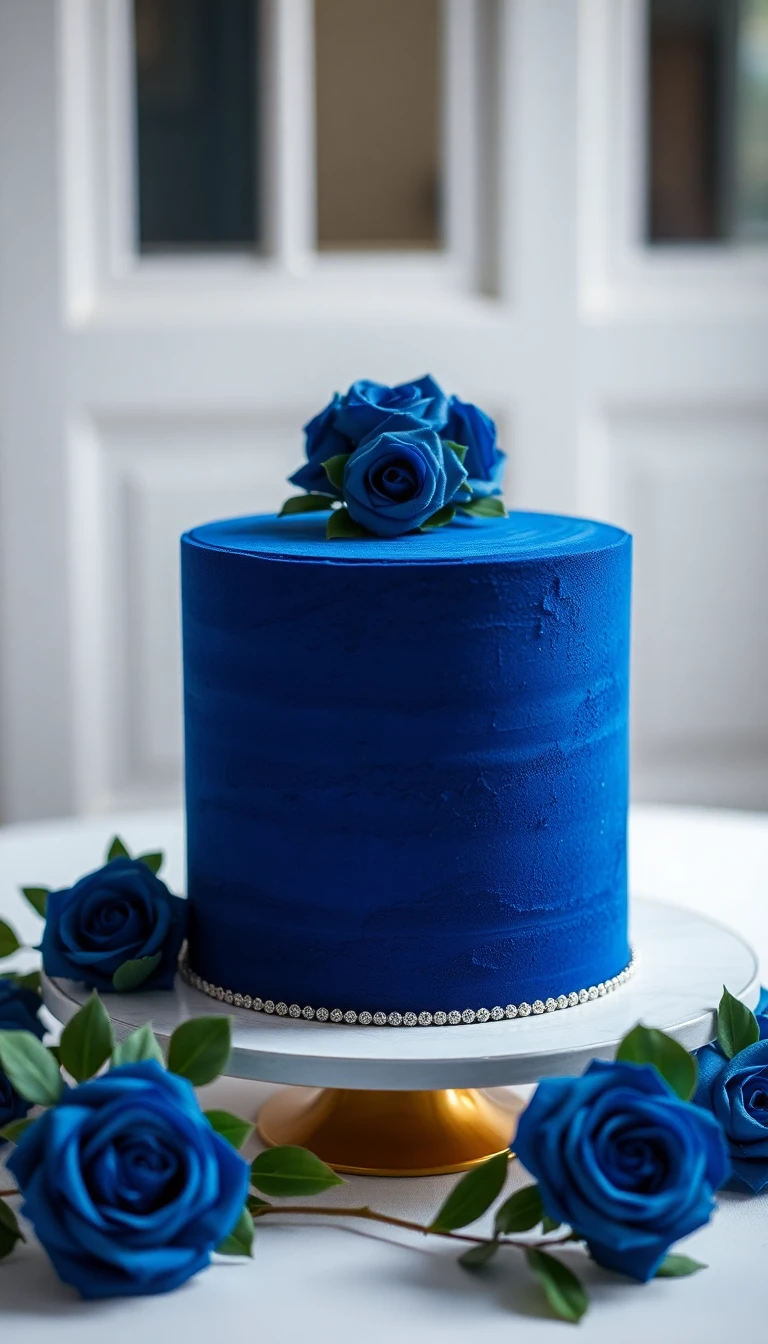 Regal Sapphire Blue Velvet Cake