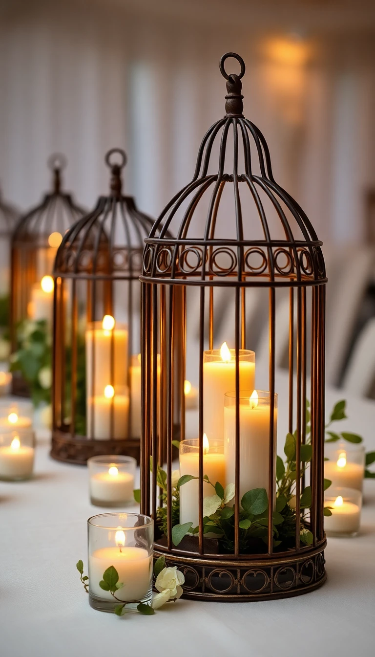 Vintage Birdcages with Tea Lights