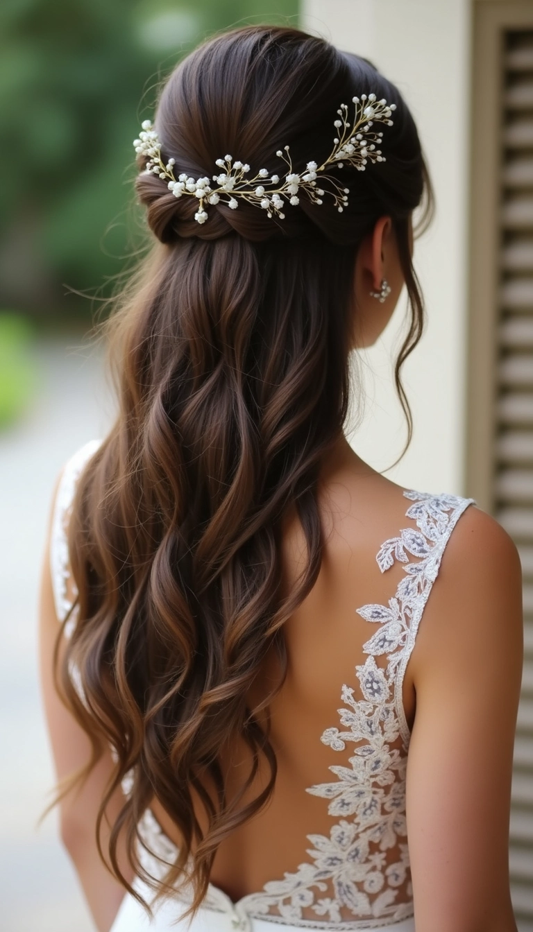 Half Up Half Down with Waterfall Braid
