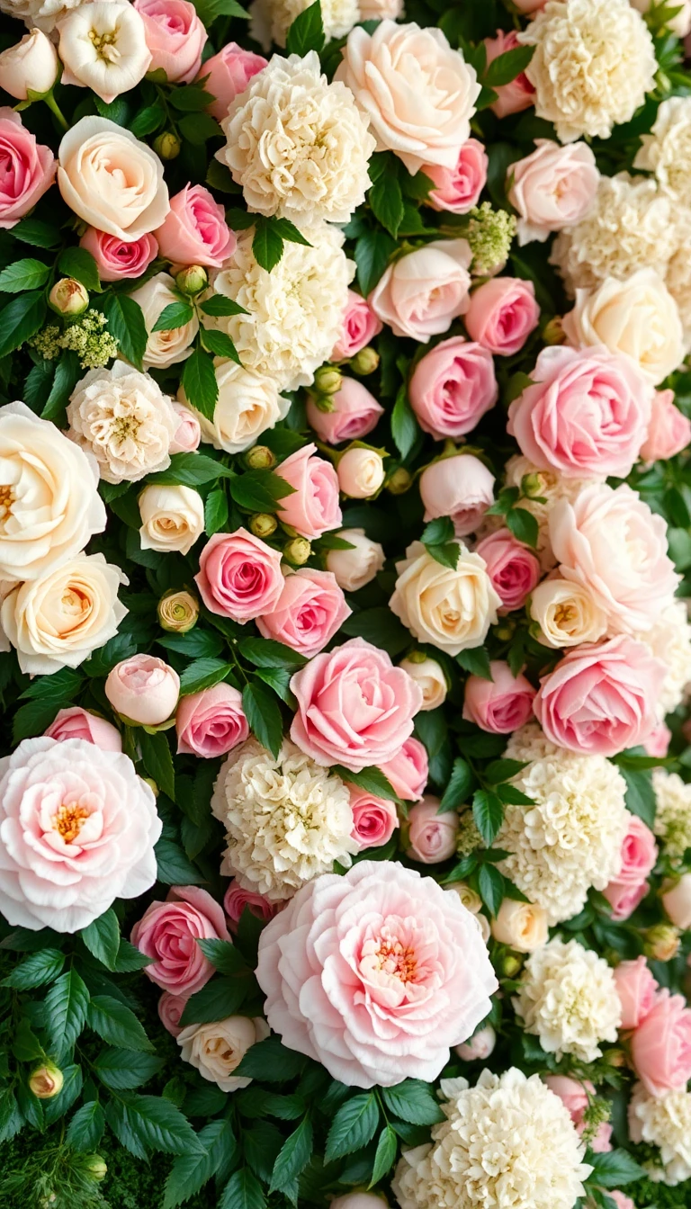 Peony and Hydrangea Flower Wall