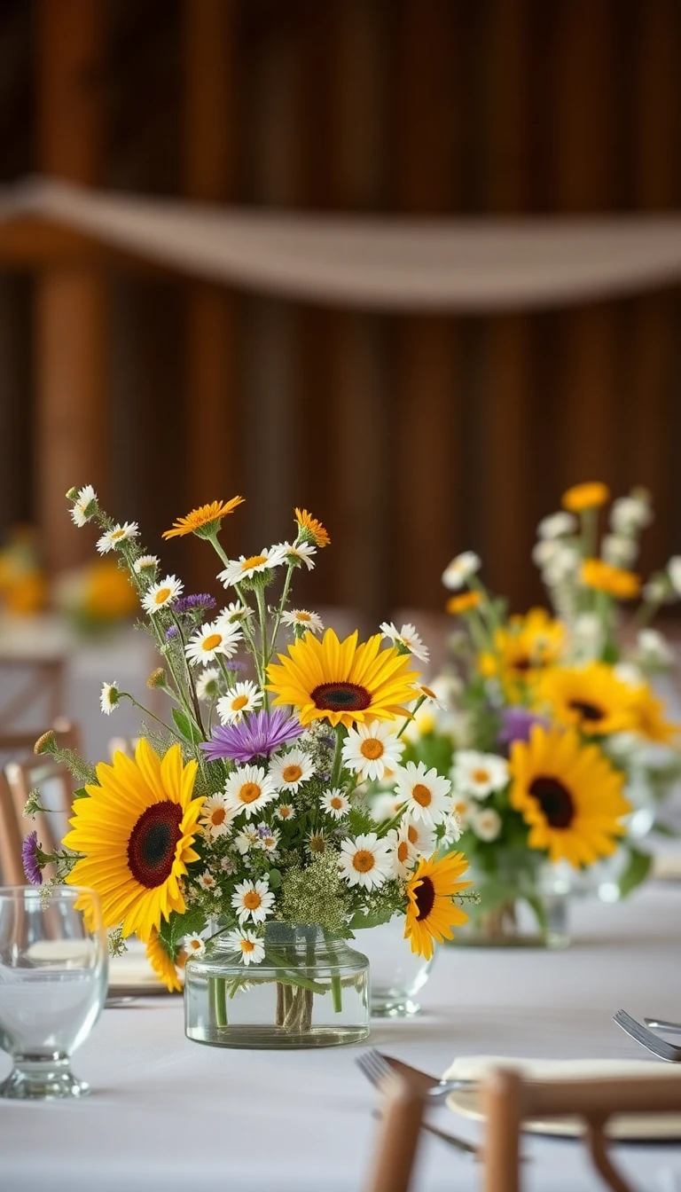 Rustic Wildflower Centerpieces