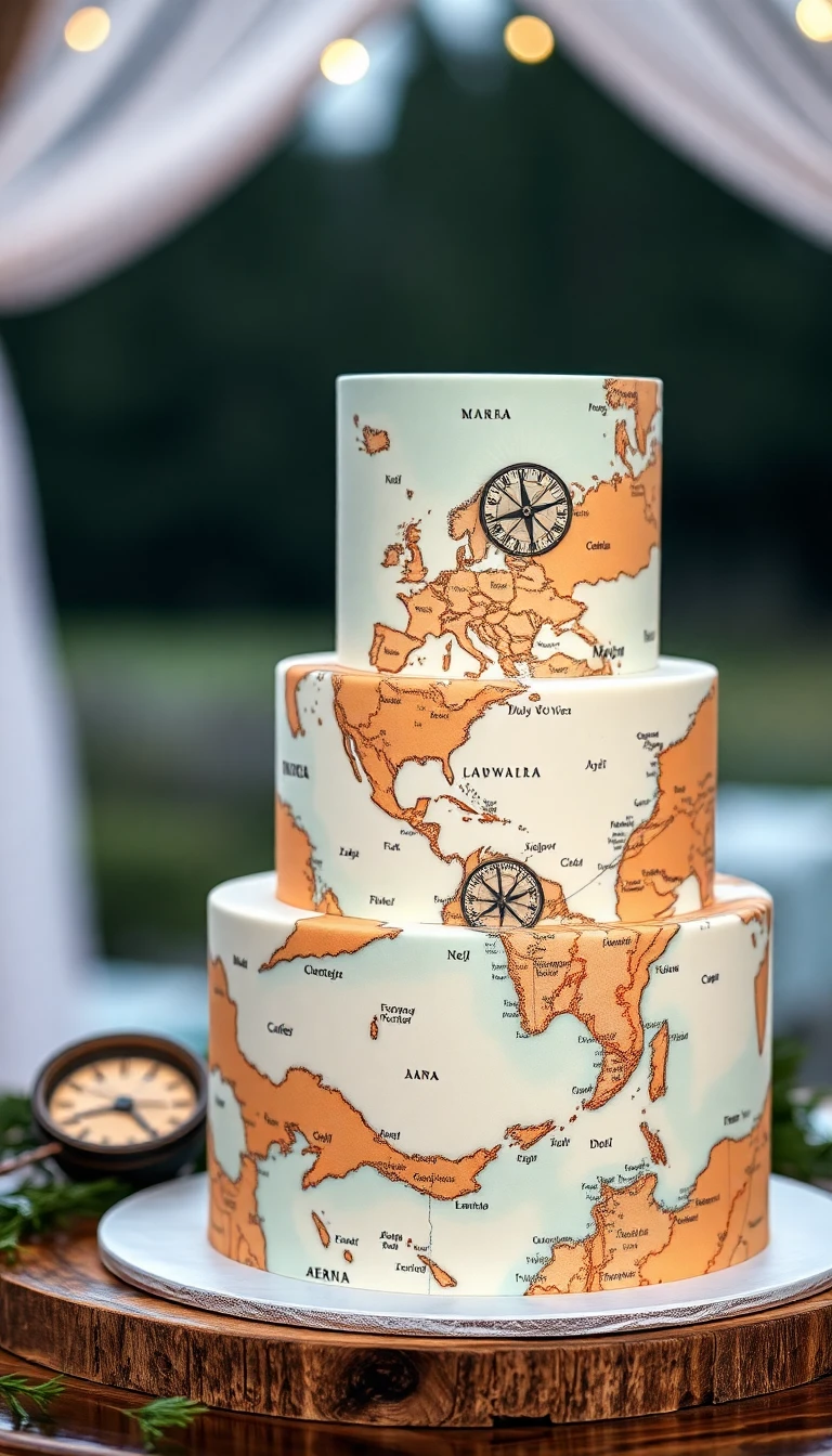 Vintage Travel Map Cake
