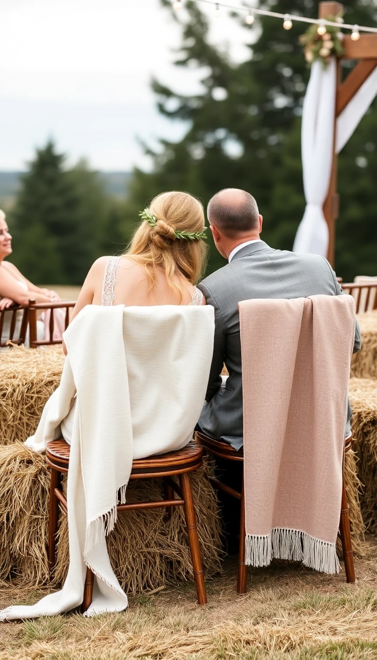 Hay Bale Seating: Cozying Up for the Ceremony