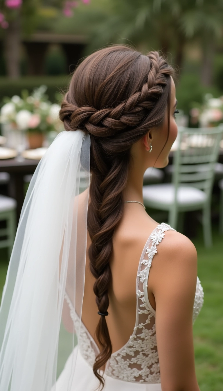 Waterfall Braid with Veil