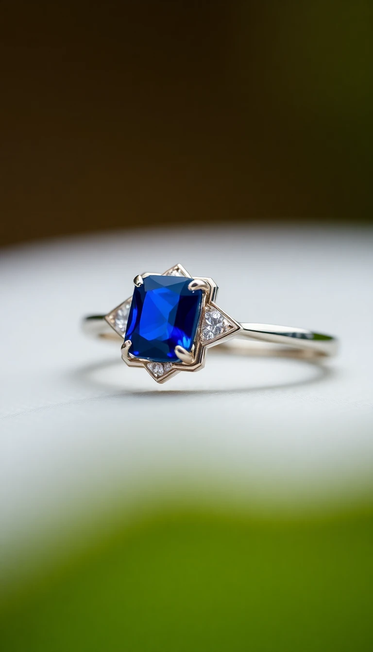 Geometric Sapphire Ring