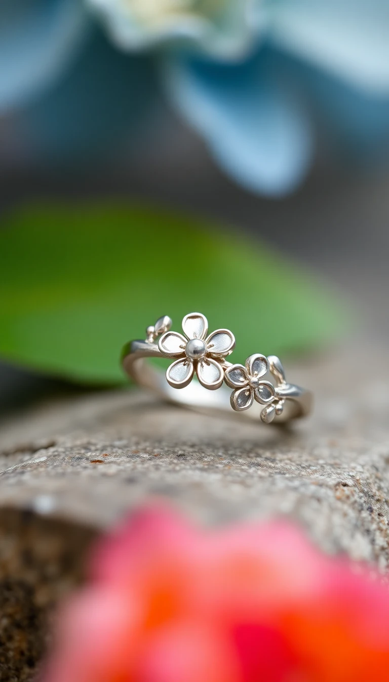 Silver Floral Ring: Botanical Beauty