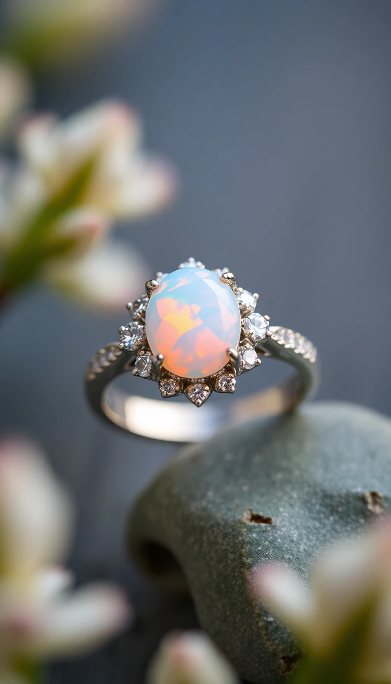 Artistic Opal and Diamond Ring