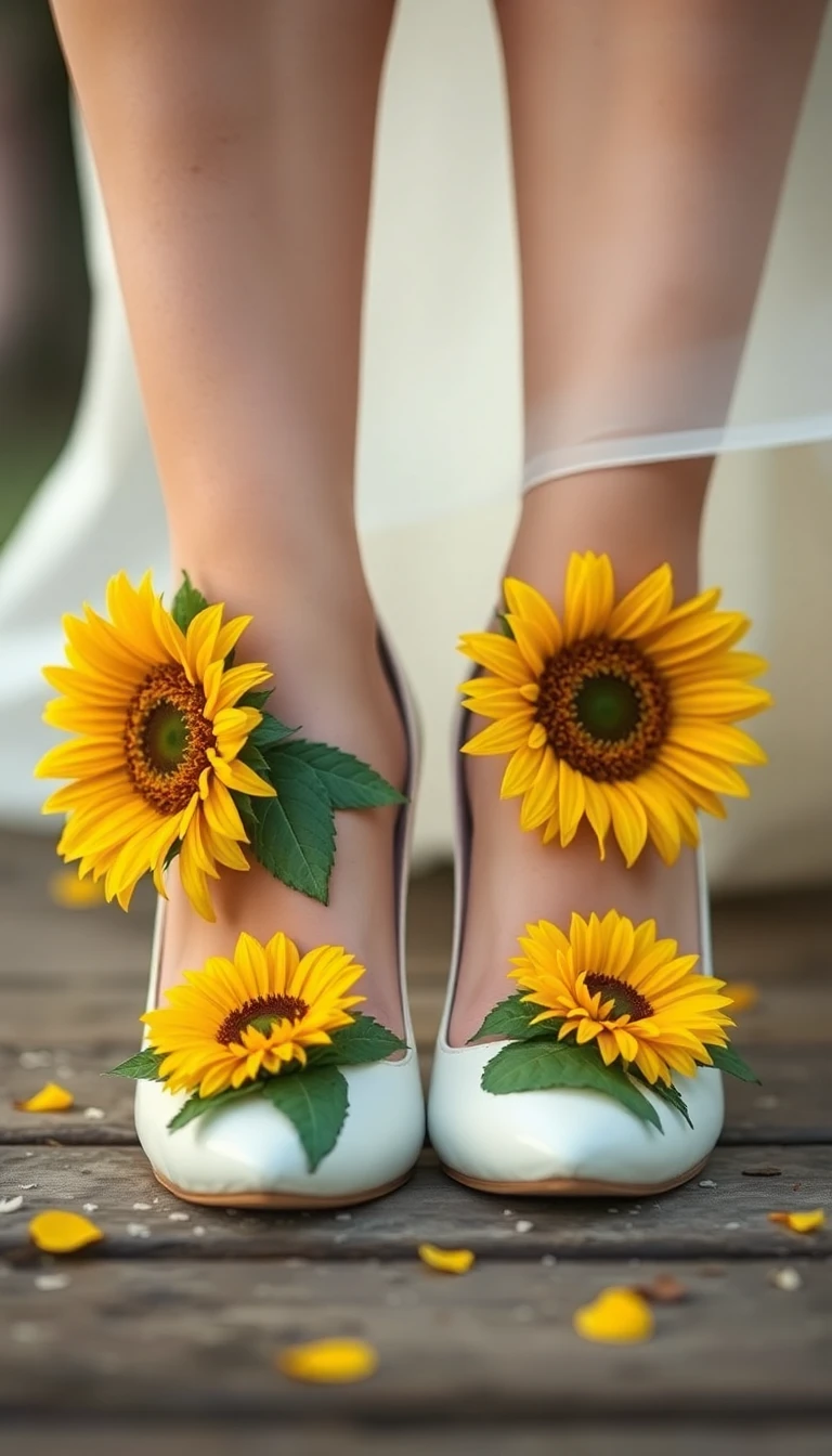 Sunflower-Inspired Bridal Shoes