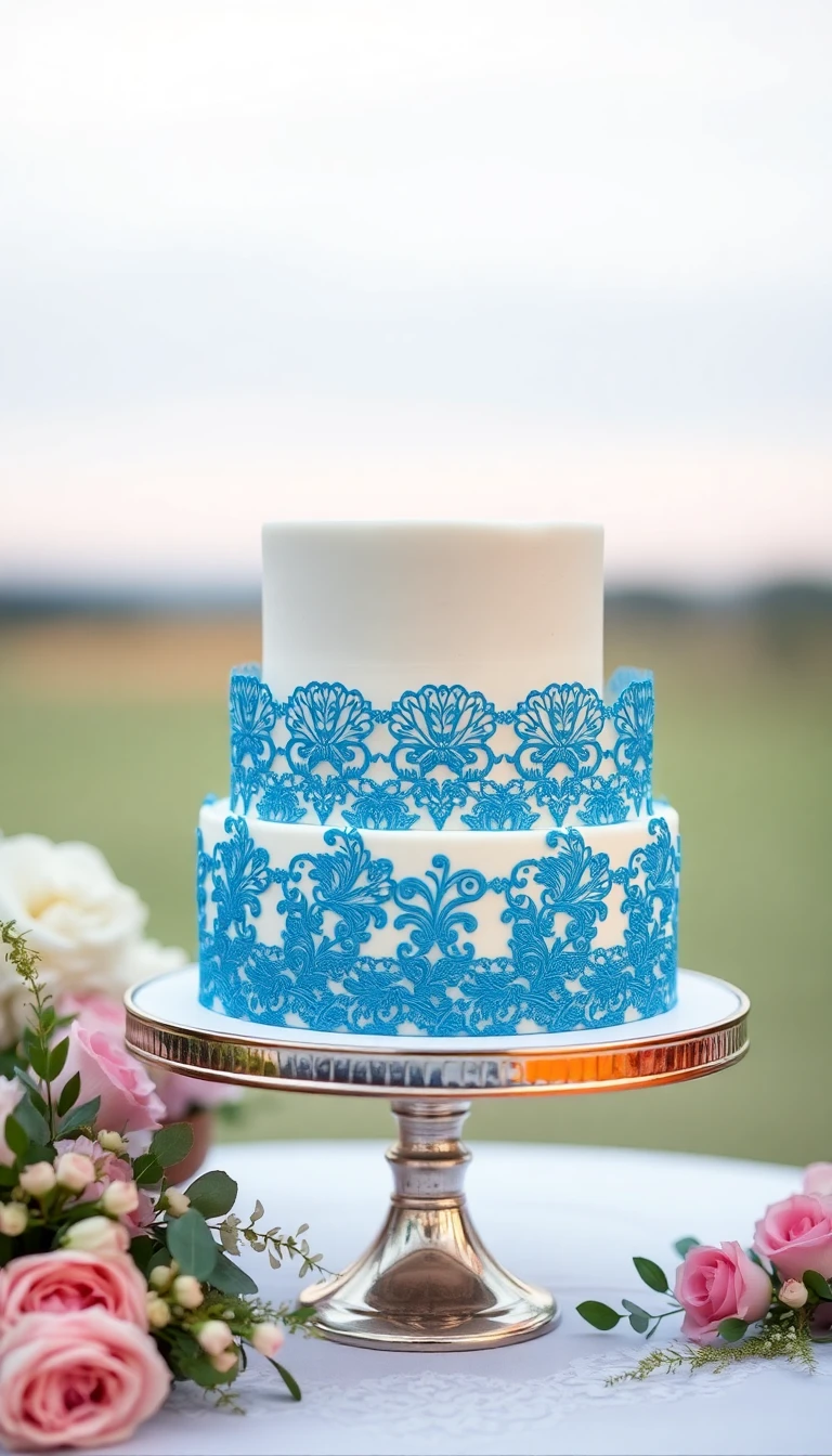 Vintage Blue Lace Cake