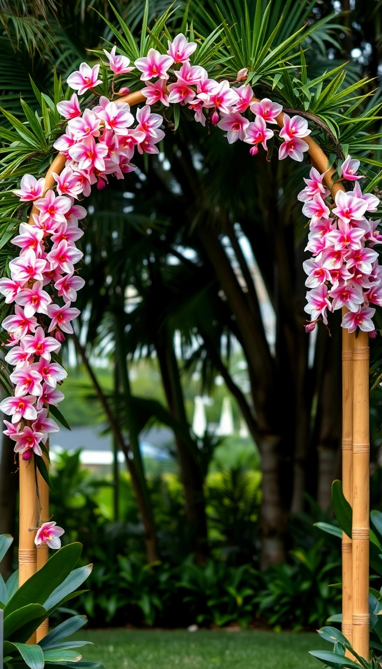 Tropical Bamboo Arch with Orchids