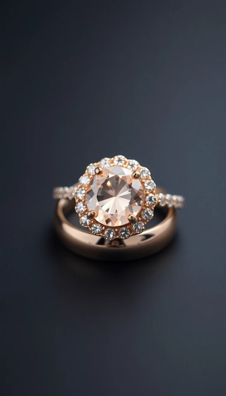 Morganite Halo Ring