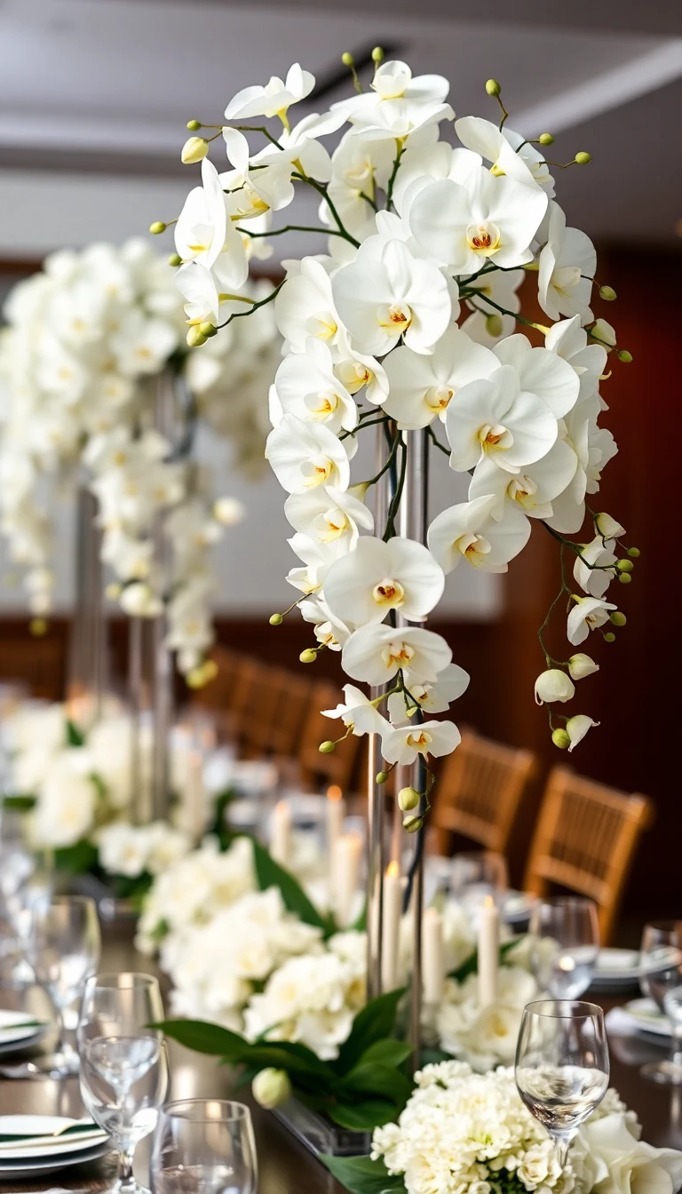 Cascading Orchid Centerpieces