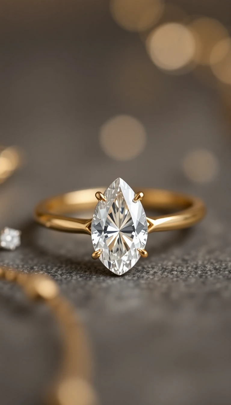 Pear-Cut Diamond Solitaire Gold Ring