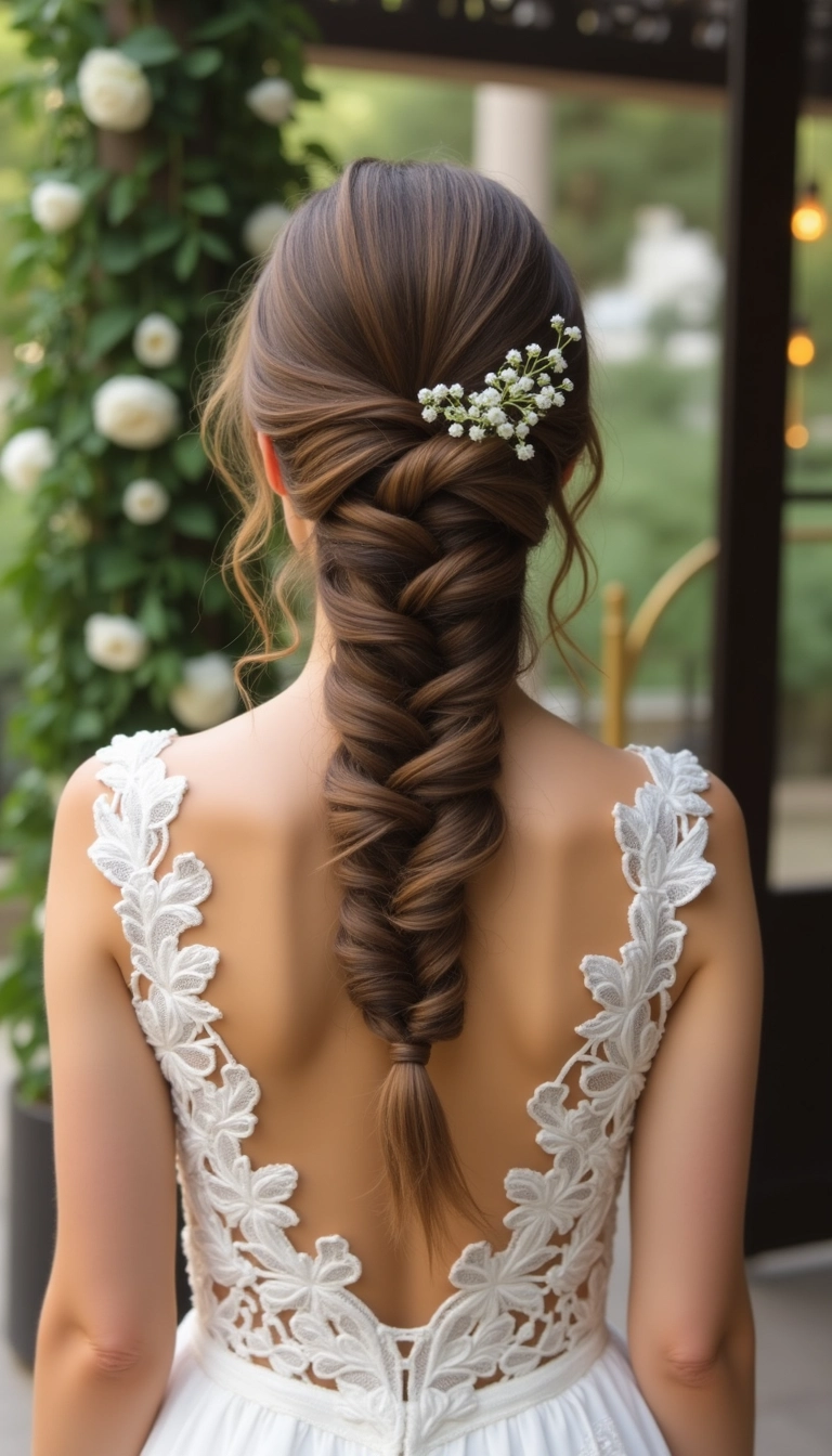 Fishtail Braid with Veil