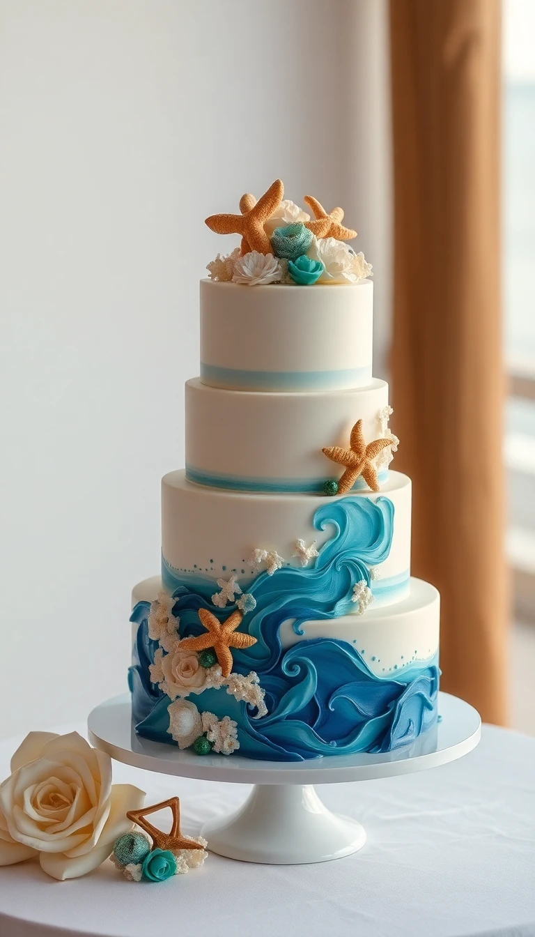 Ocean-Inspired Wedding Cake
