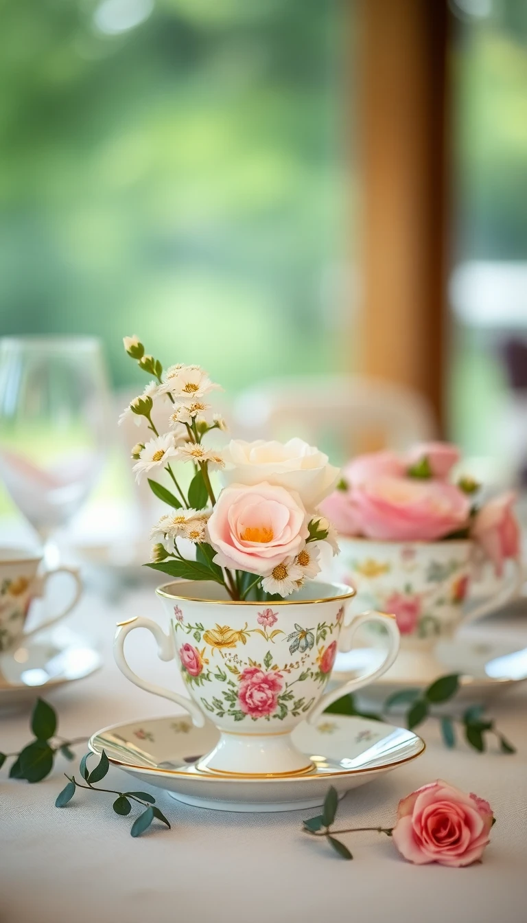 Vintage Tea Cup Centerpieces