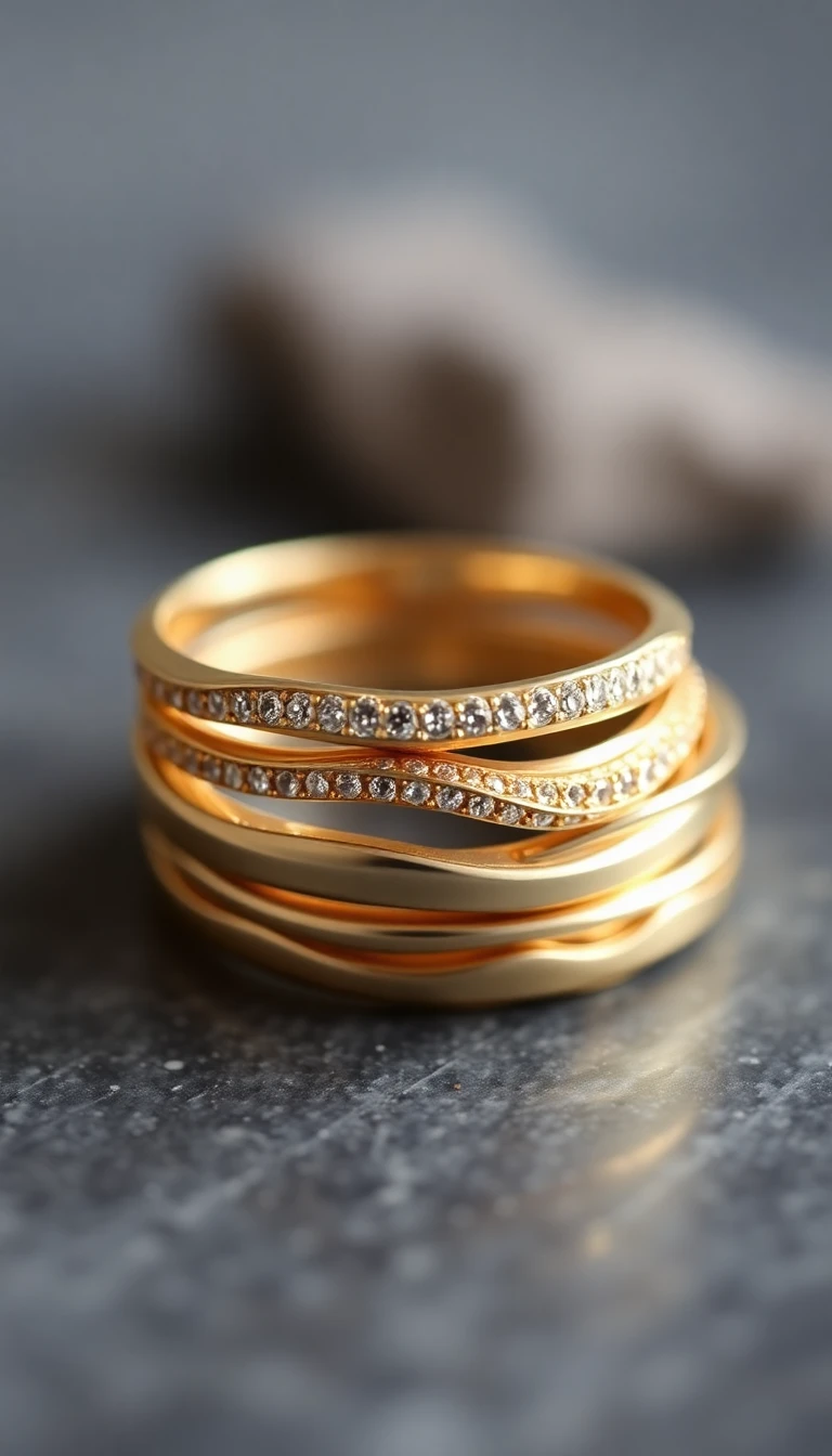 Trio-Tone Gold Stackable Rings