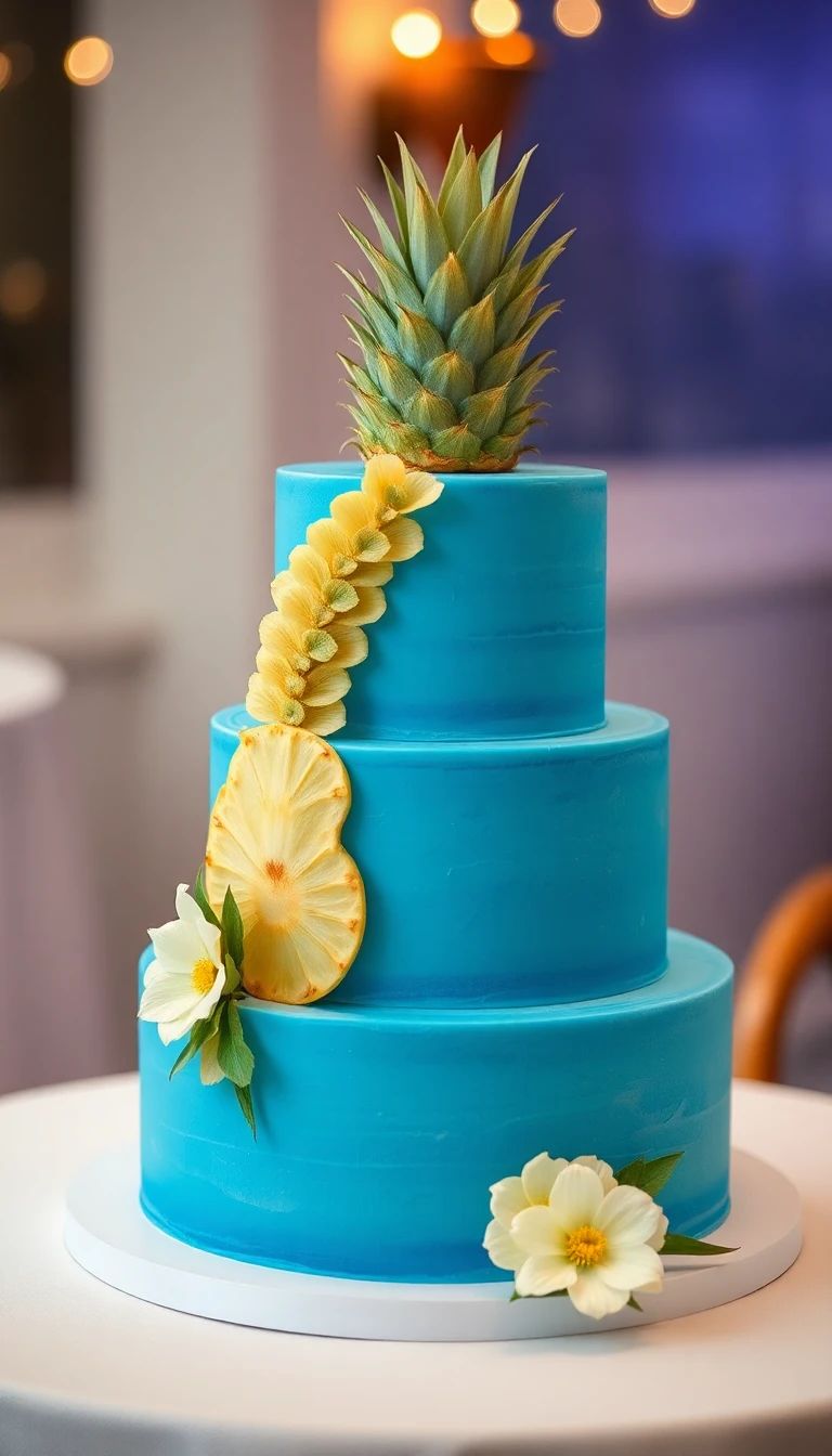 Tropical Blue and Pineapple Cake