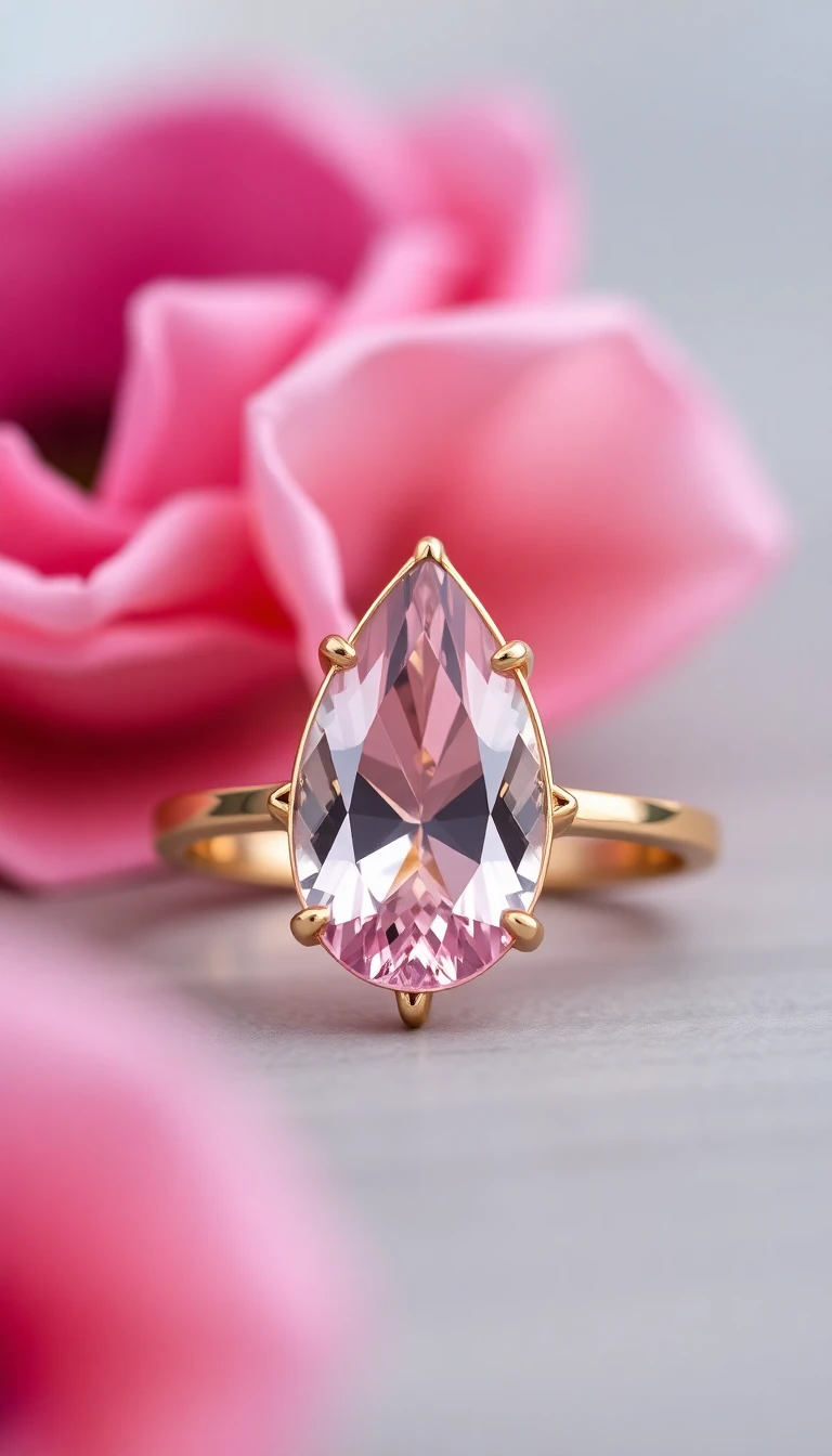 Pear-Shaped Pink Morganite Ring