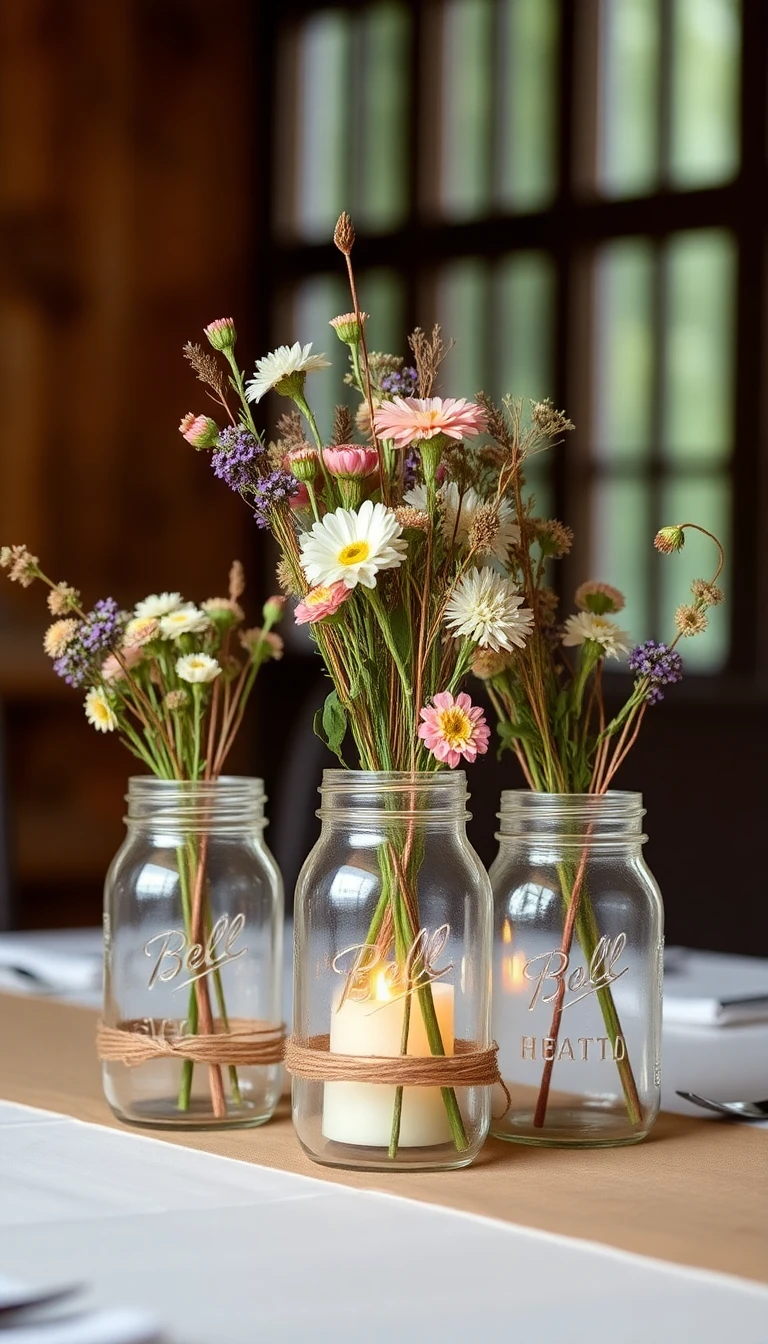 Mason Jar Magic: Creative Centerpieces with a Rustic Flair