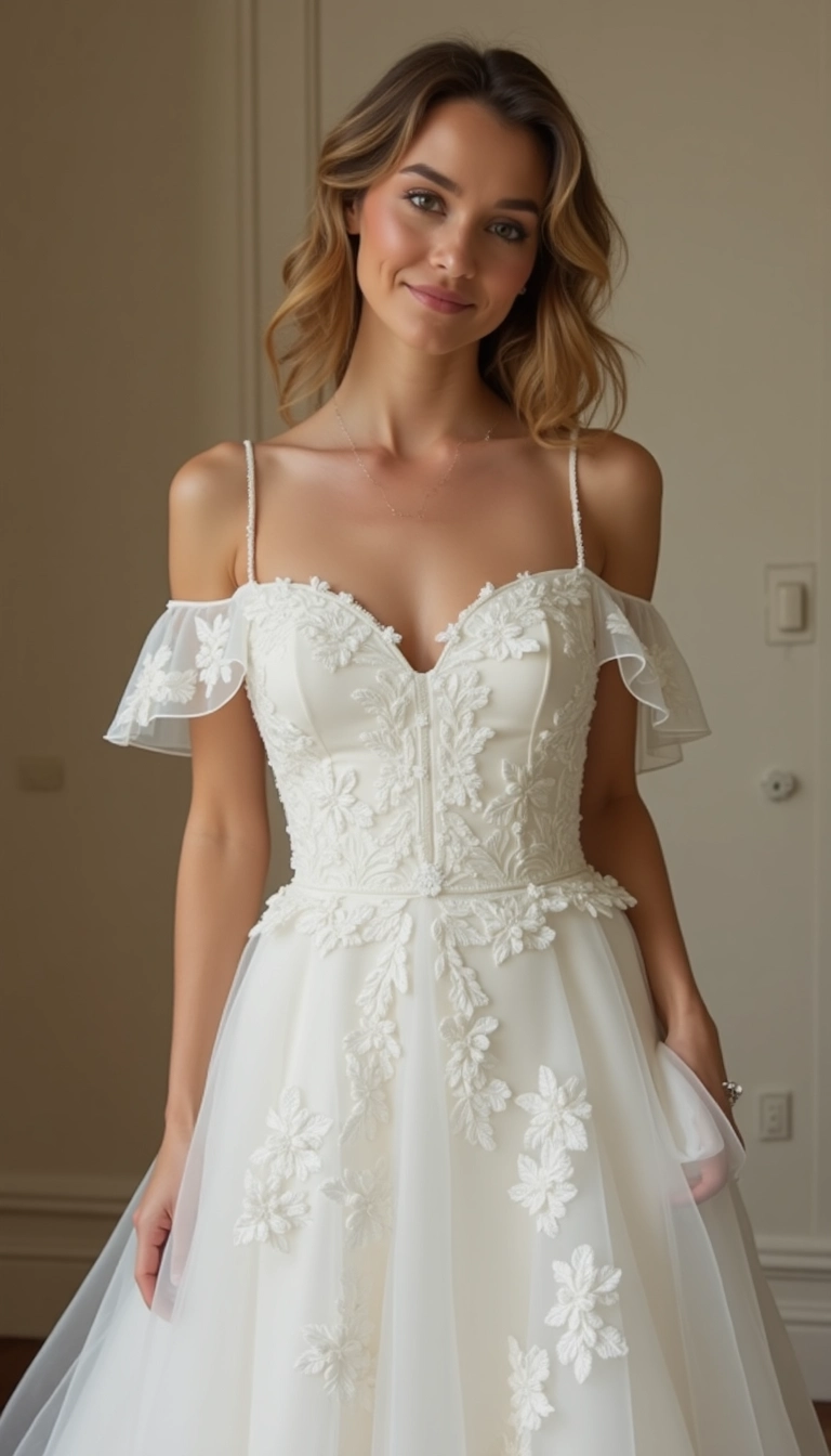 Off-the-Shoulder Sleeve Wedding Dress