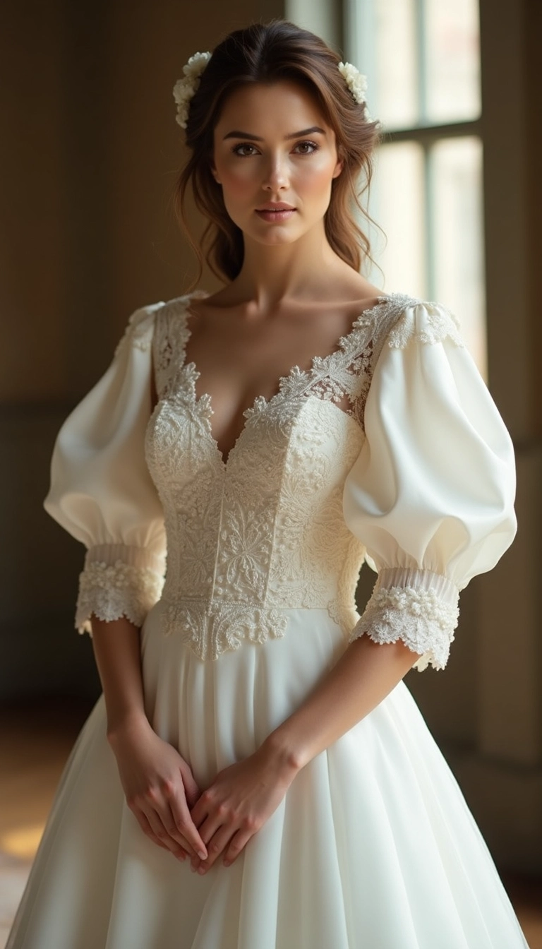 Bishop Sleeve Wedding Dress