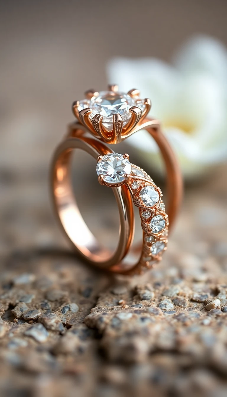 Rustic Elegance Rose Gold and Diamond Set