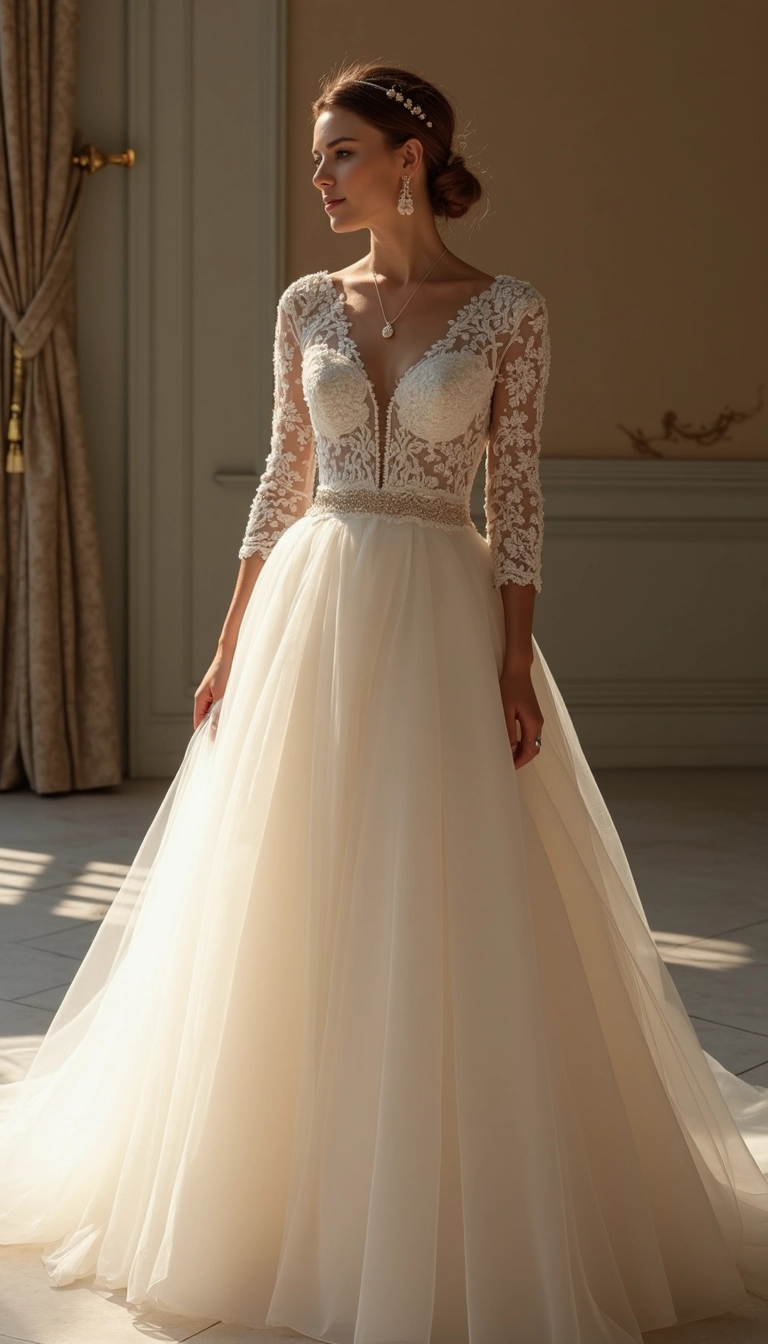 3/4 Sleeve Wedding Dress