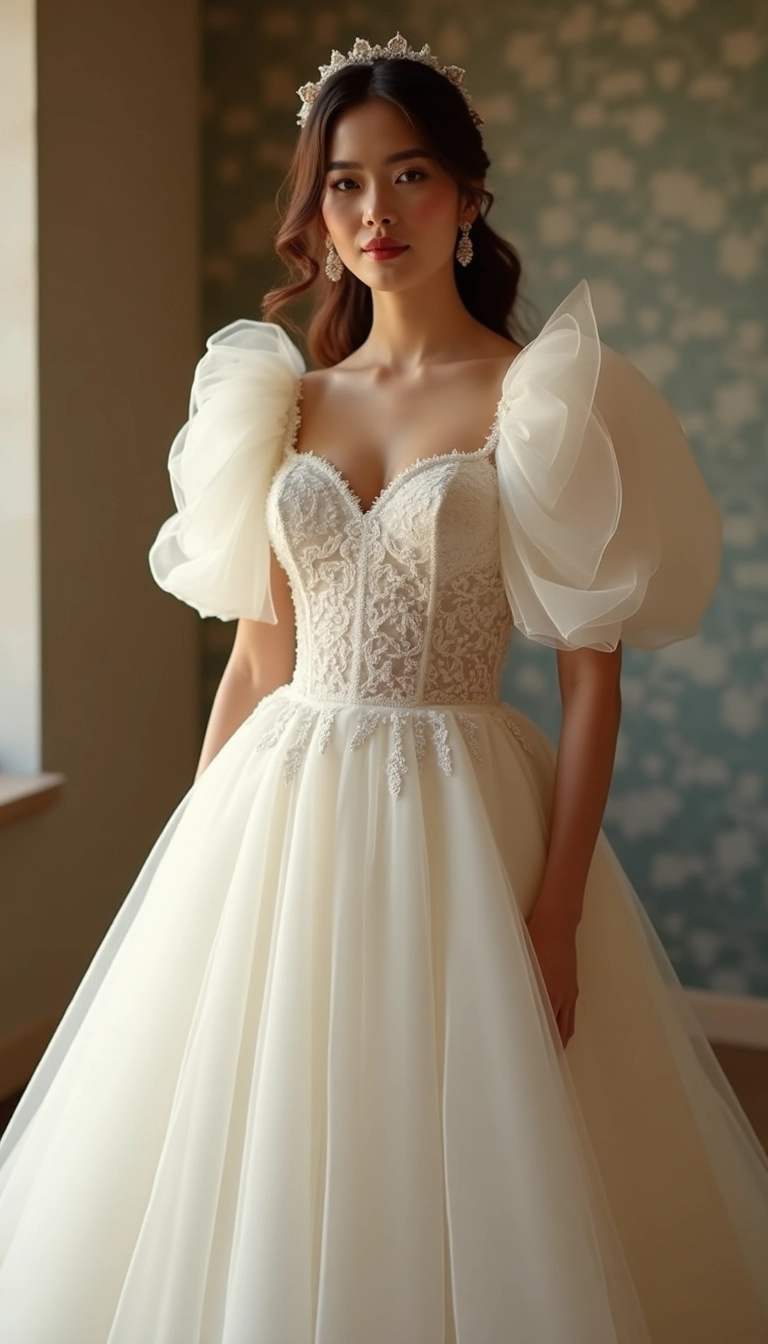 Puff Sleeve Wedding Dress