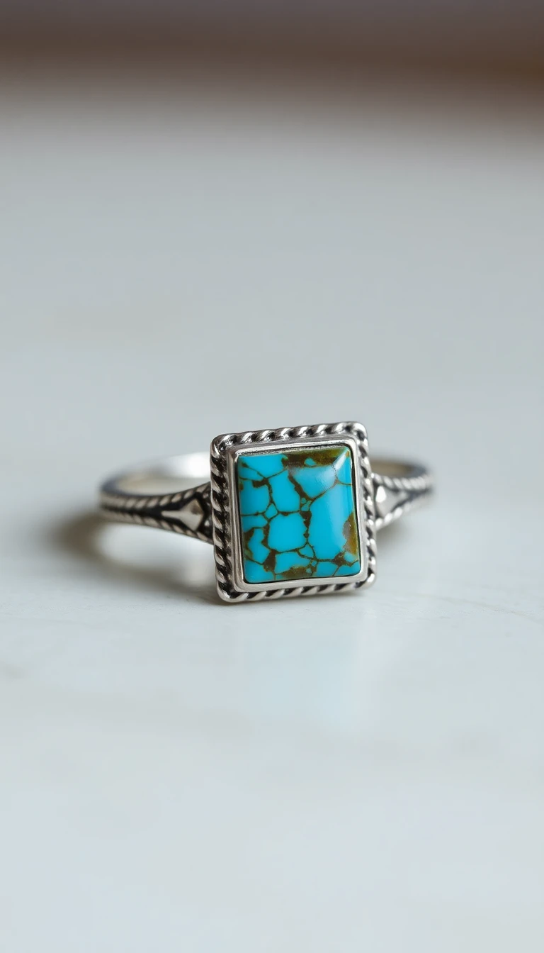 Artisan-Crafted Square Turquoise Ring