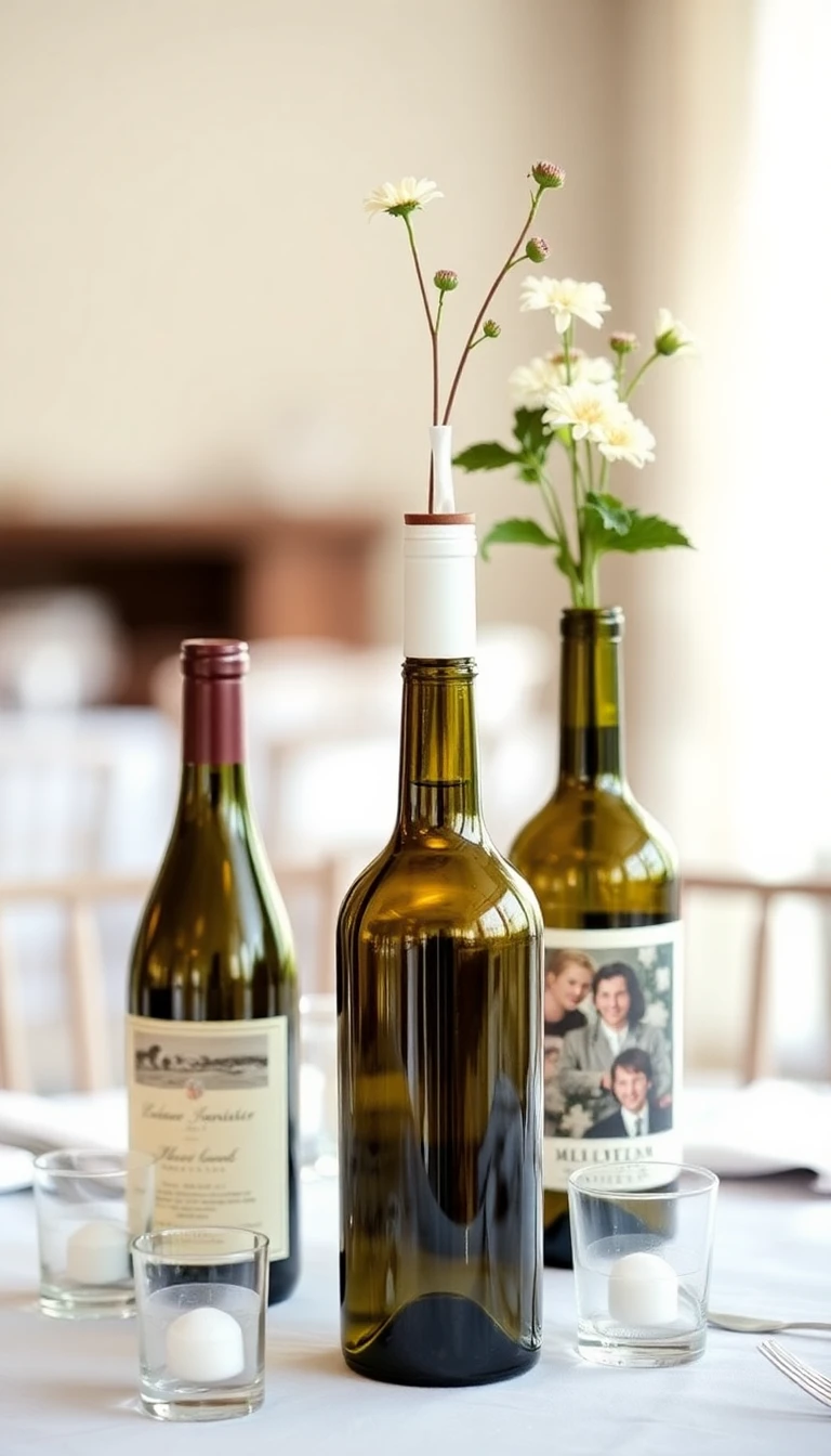 Upcycled Wine Bottle Centerpieces