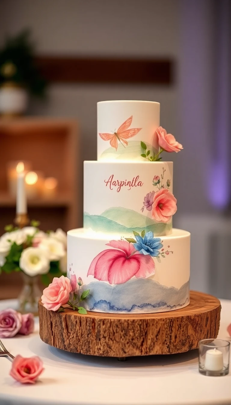 Whimsical Watercolor Cake