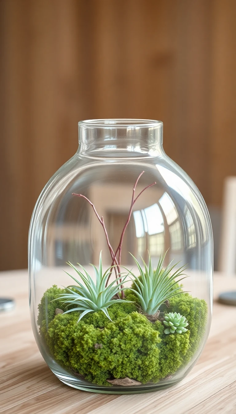 Rustic Terrarium with Air Plants and Moss